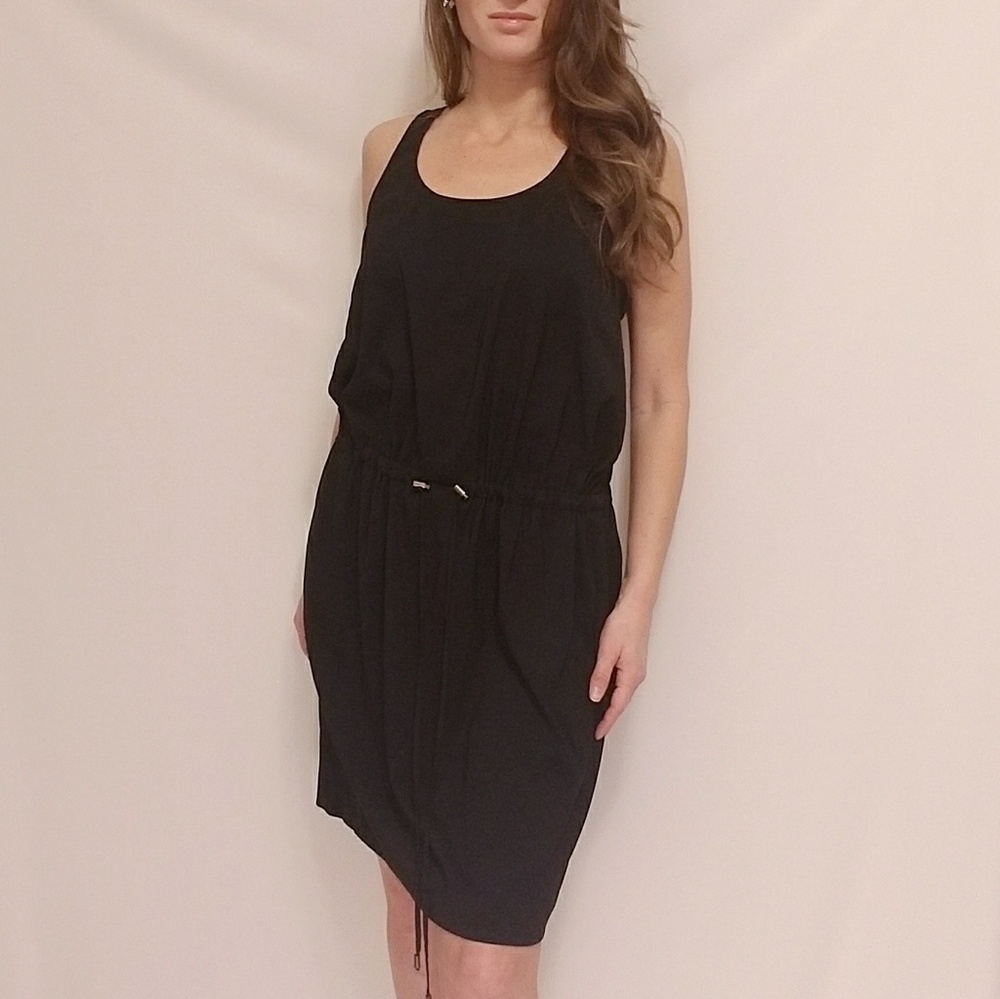 Kenneth Cole Paper Bag Crepe Drawstring Dress M